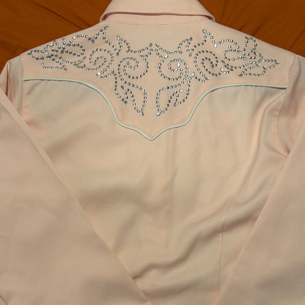 Roper Pale Pink Western Rhinestone Snap-Front Shirt - Picture 7 of 7